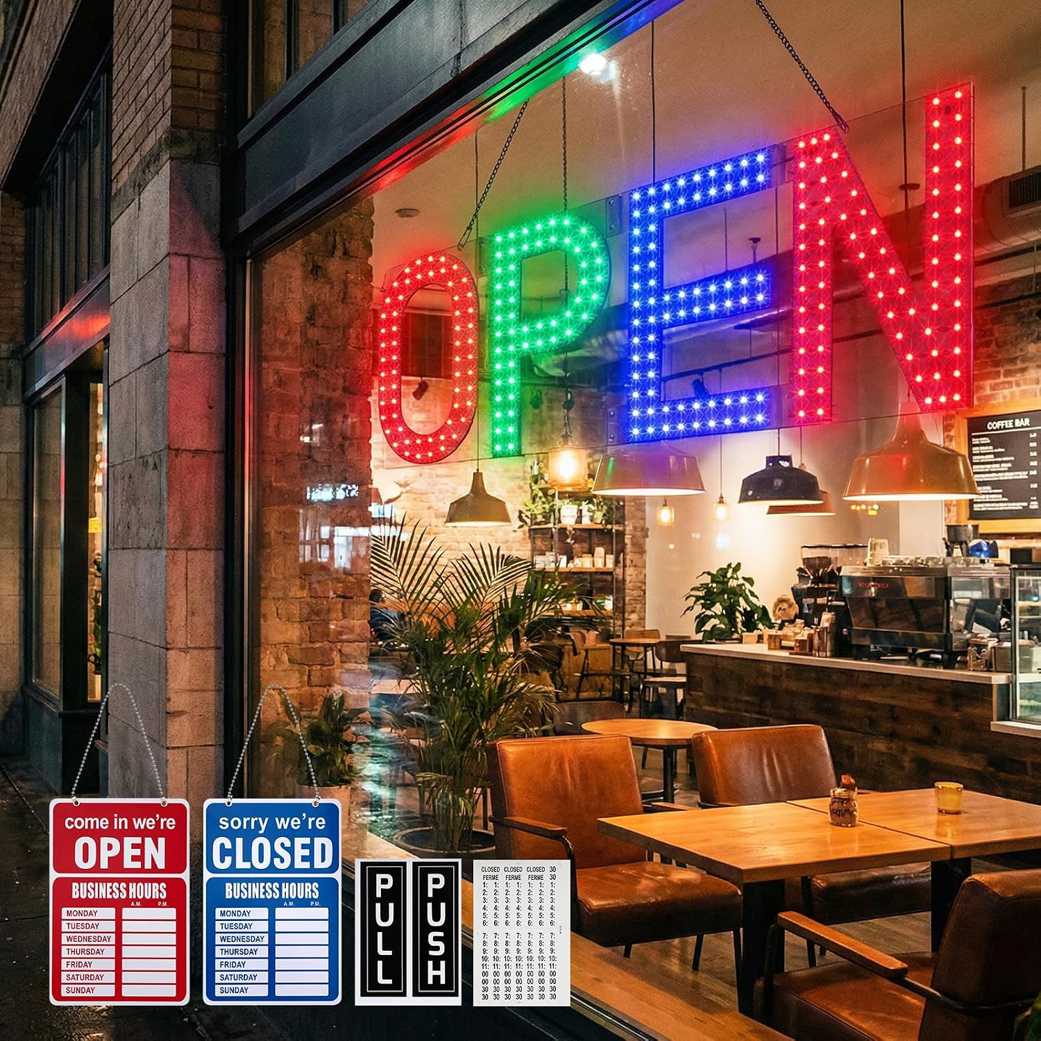LED Open Sign for Business 40&Prime;X14&Prime; Dimmable Large Light up Sign Multi-Color