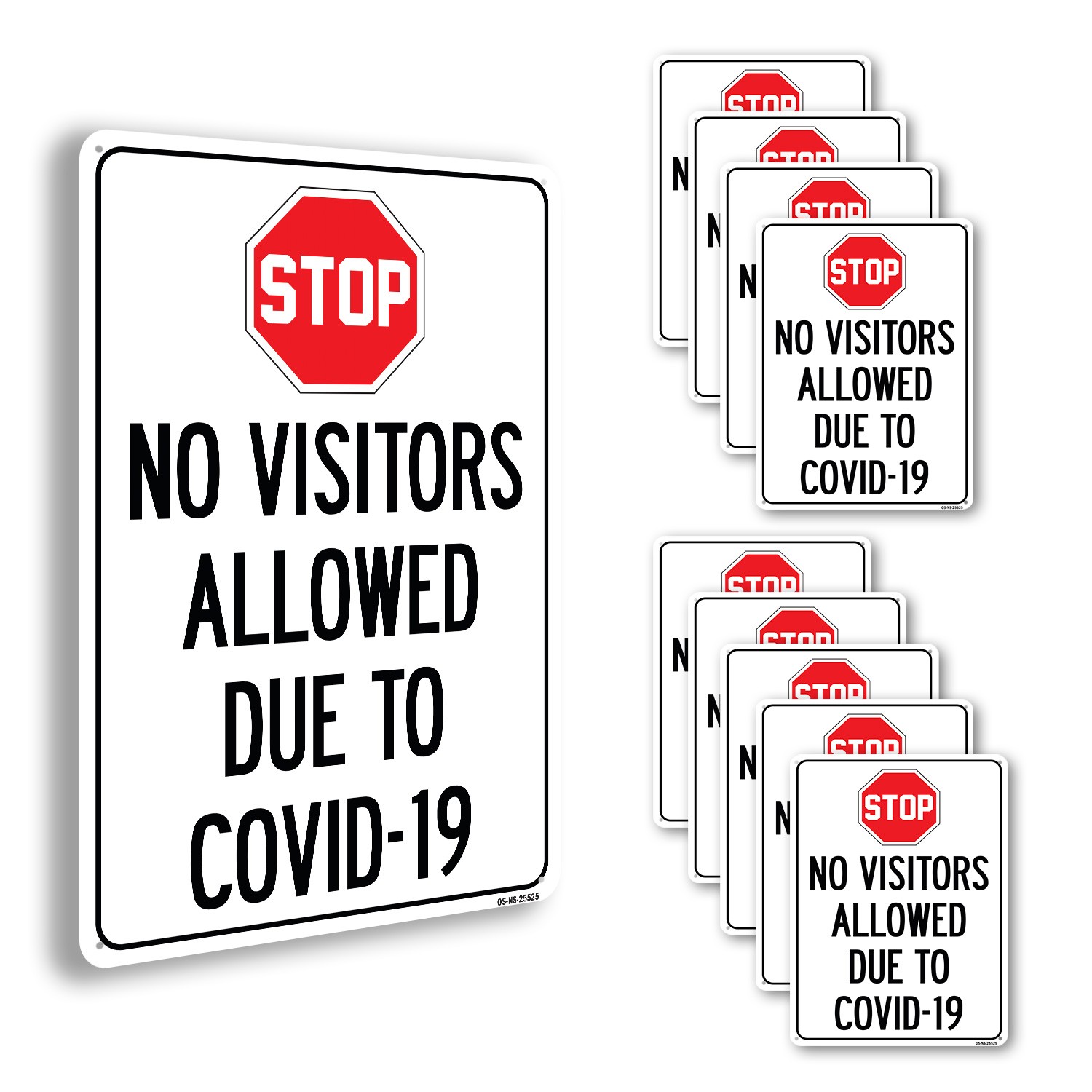 Stop No Visitors Allowed Due To COVID-19 Public Safety Sign, Decal 5 or 10 Pack