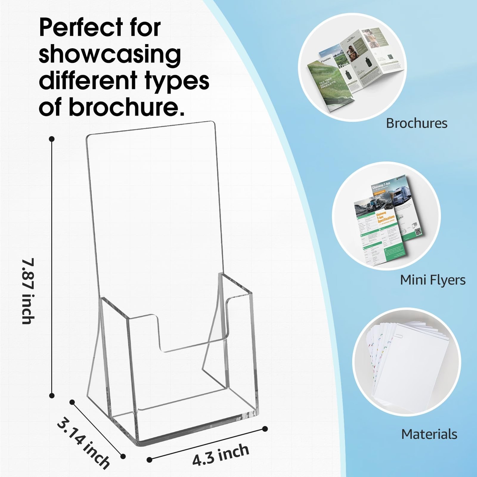 MaxGear Acrylic Brochure Holder 4 Inch, Clear Plastic 4 »x9 », clear