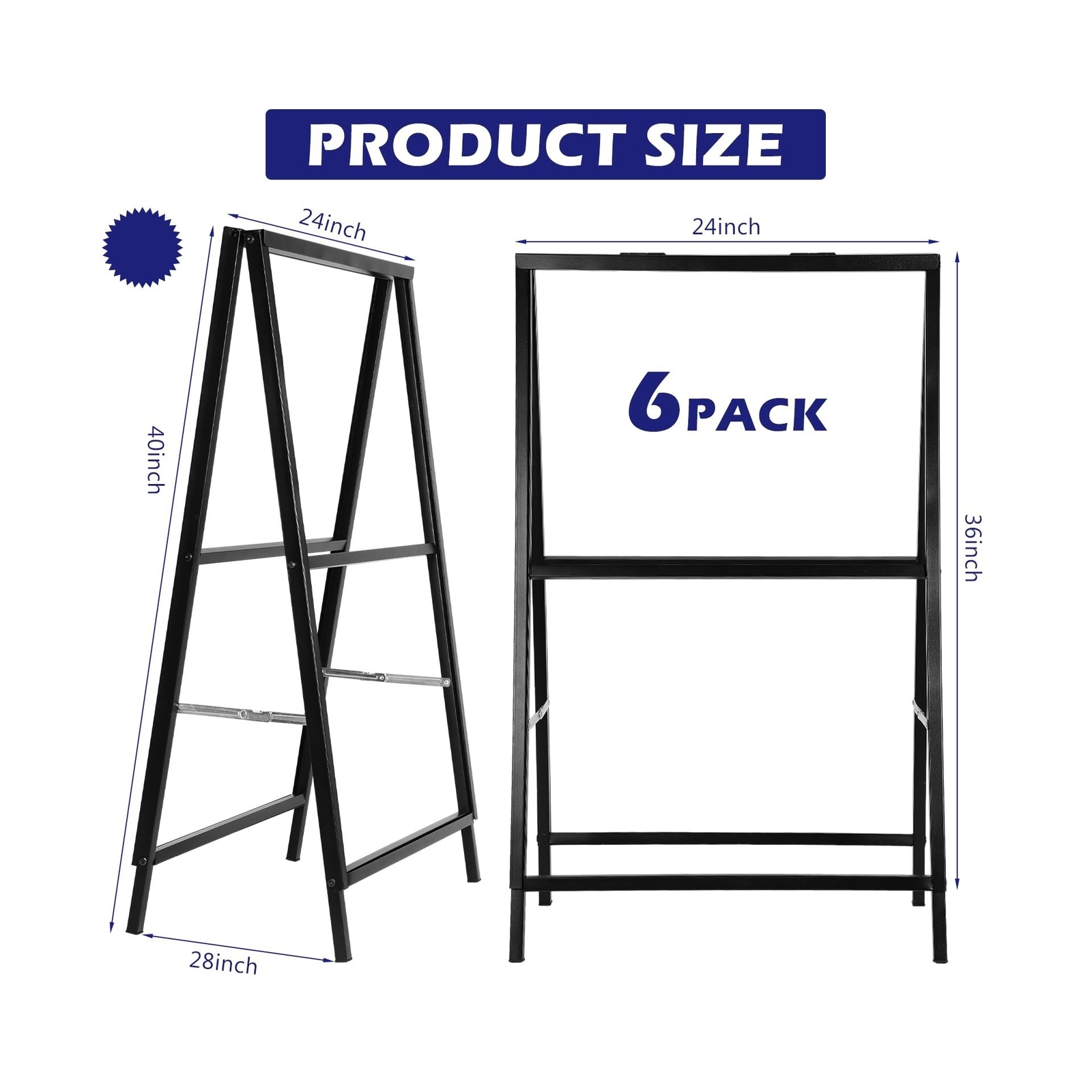 Kigley 6 Pcs A Frame Sign 24 x 36 Inch Folding Sidewalk Sign Sandwich Board S…