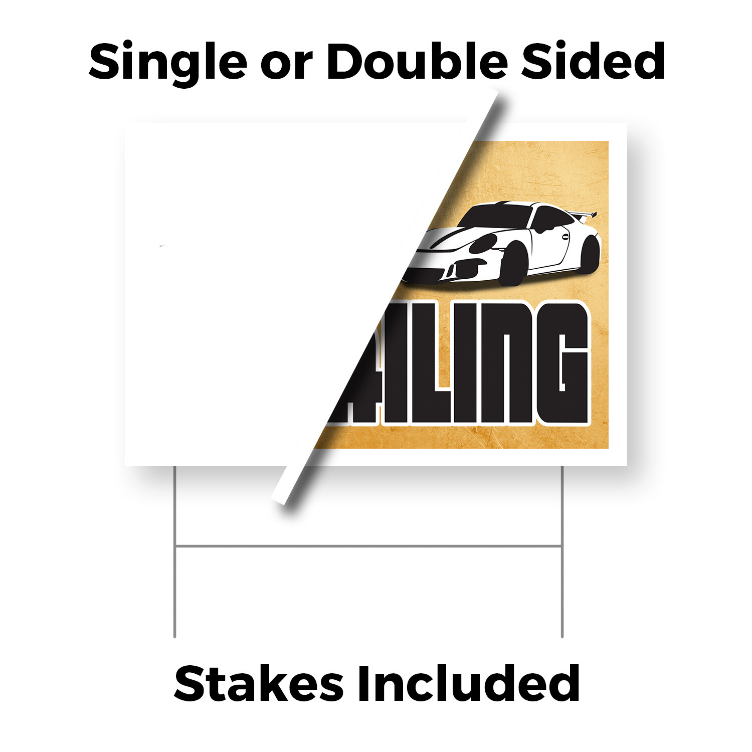 Auto Detailing Yard Sign Professional Cleaning Services, Car Waxing, Polishing