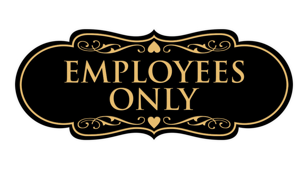 Designer EMPLOYEES ONLY Sign – Black / Gold – Medium