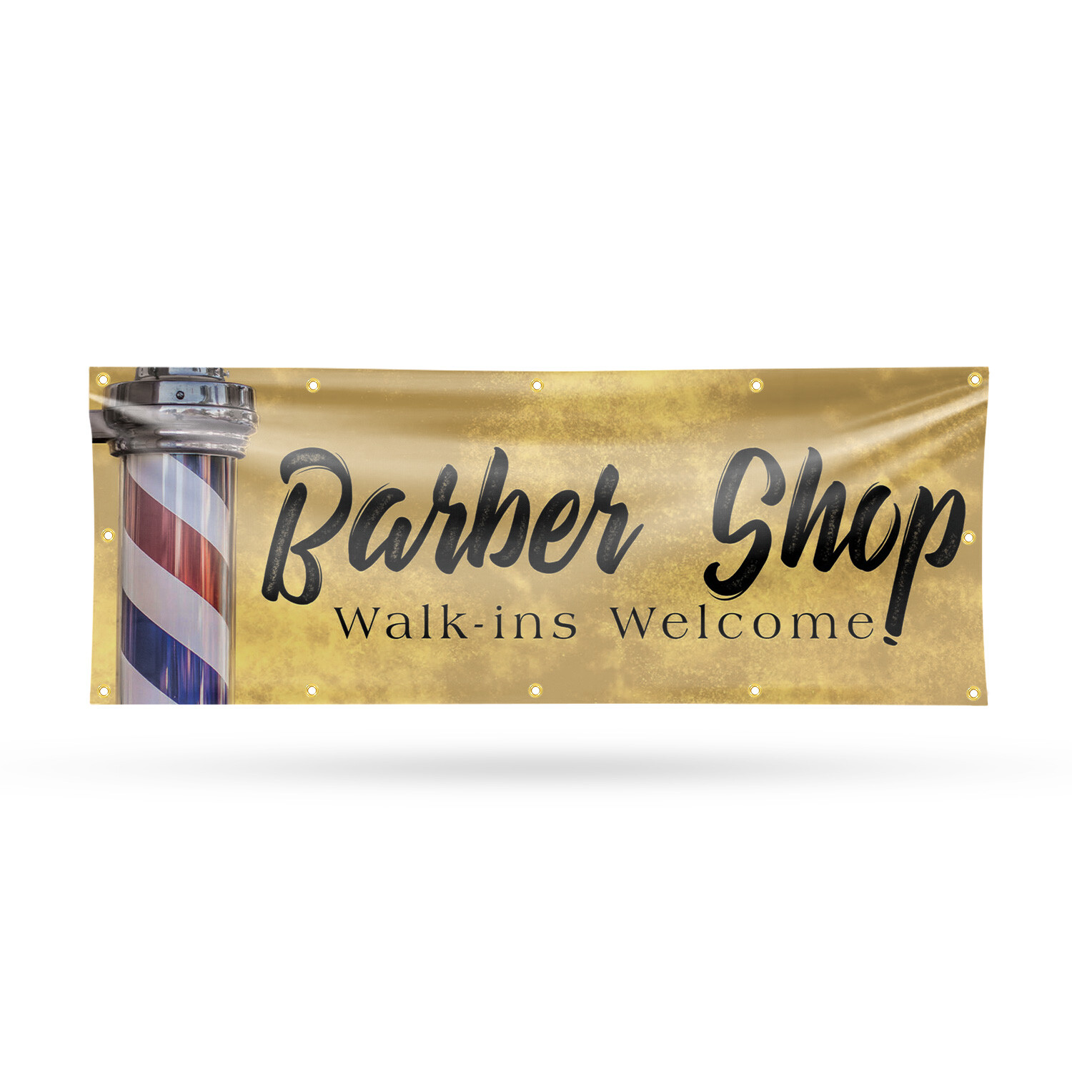 Barber Shop Walk Ins Welcome Vinyl Banner Sign with Metal Grommets Heavy-Duty