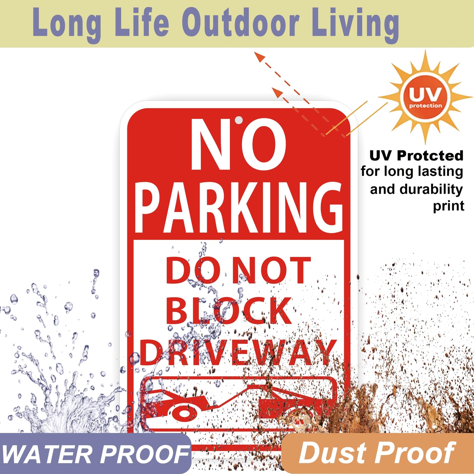 2-Pack Large Reflective No Parking Signs Aluminum 18 x 12 Inches Durable