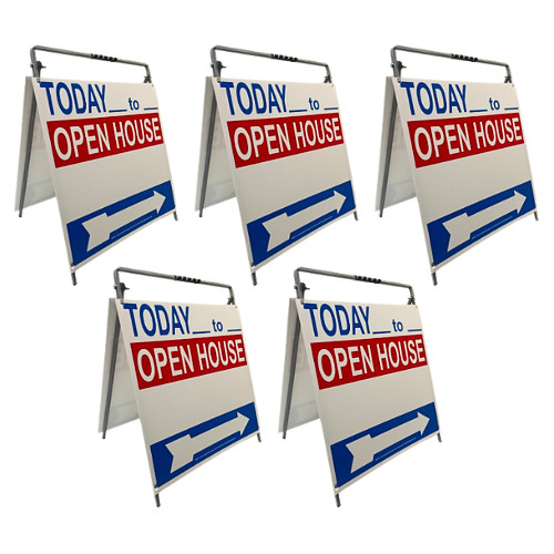 Real Estate Open House Sign Metal A-Frame Kit | 5 Pack | Today | RWB
