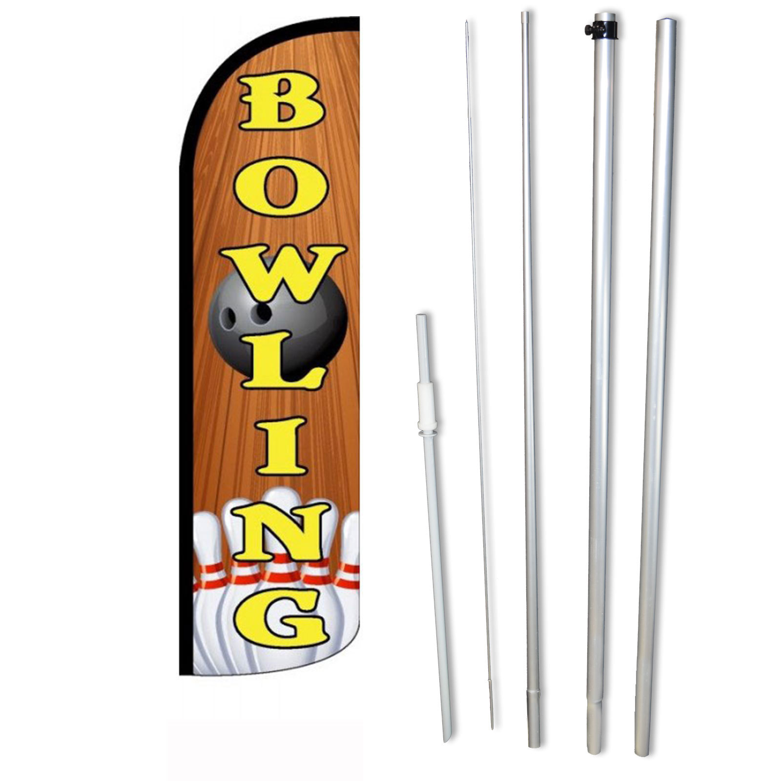 Bowling Flag Flutter Feather Banner Swooper Extra Wide Windless Bundle Kit
