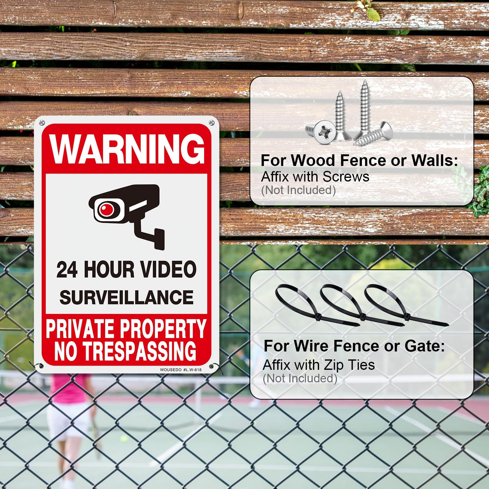 4-Pack Private Property No Trespassing Sign,Video Surveillance Signs Outdoor