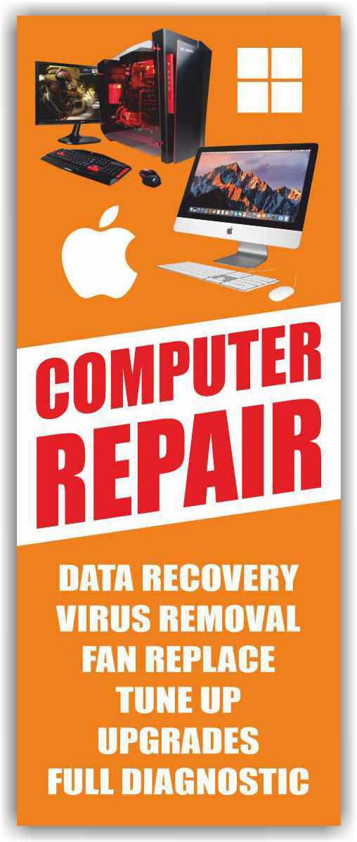 COMPUTER REPAIR Advertising Banner Vinyl Mesh Sign Data Recovery Virus Removal