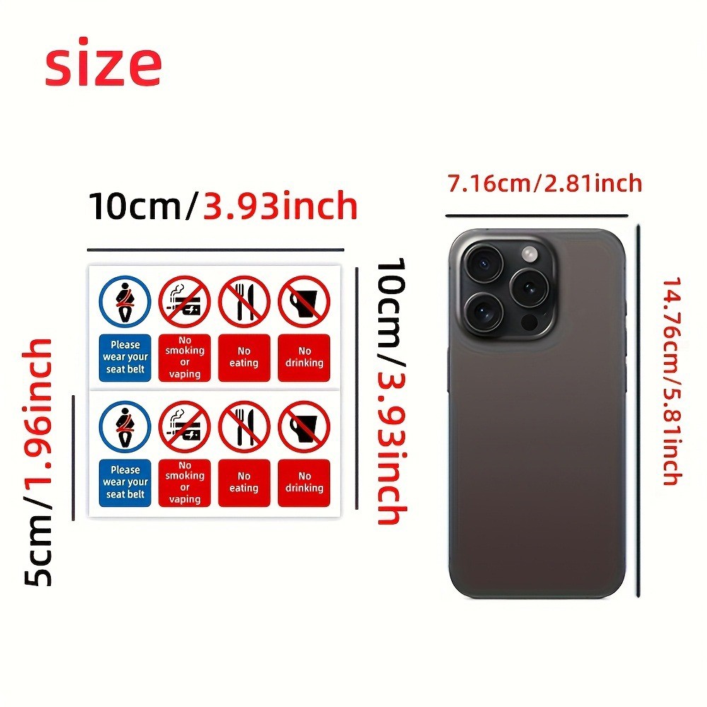 2x Matte PVC Car Sticker fits Rental Vehicles,Seat Belt Reminders,Vehicle Safety