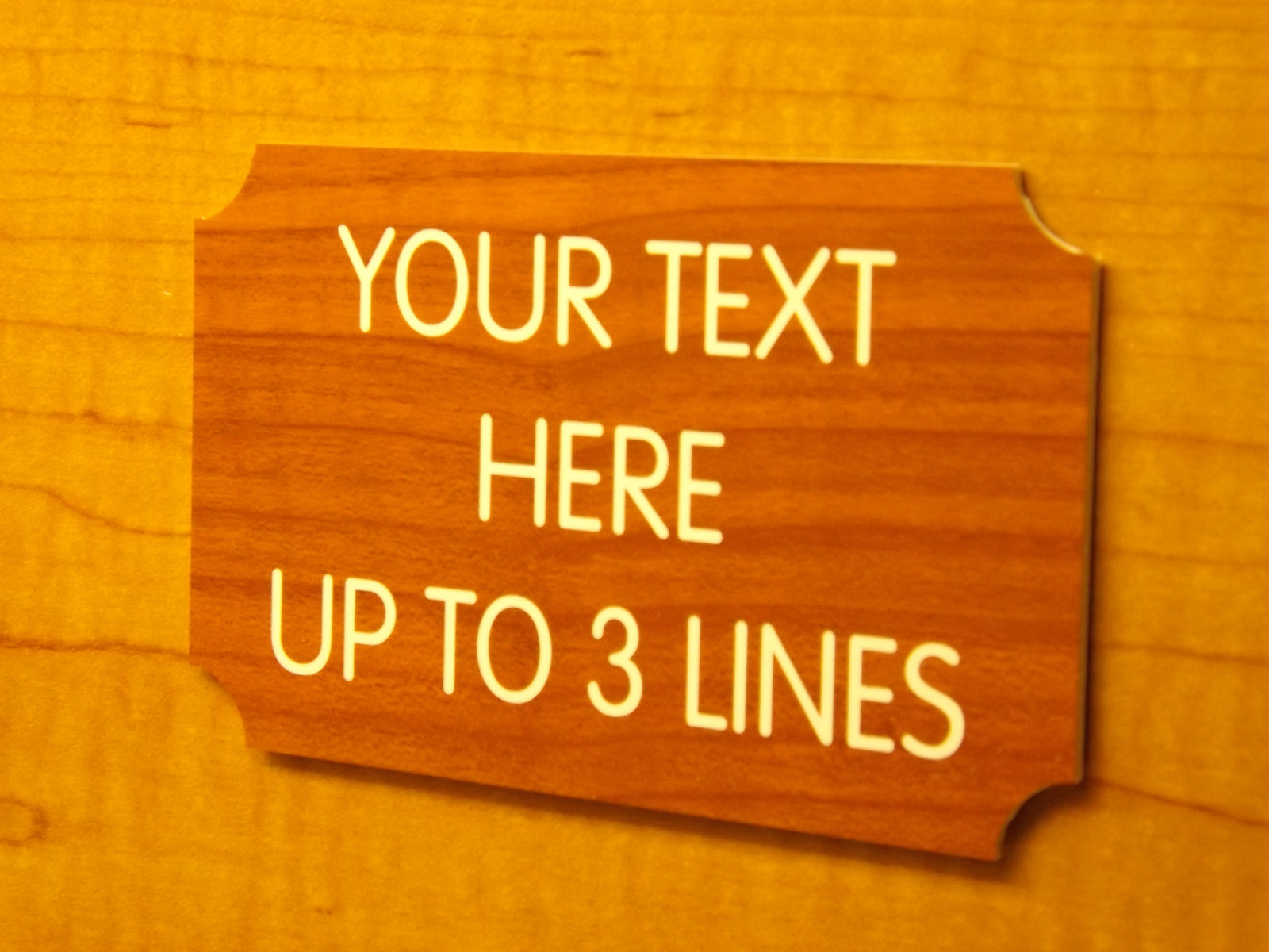 Custom Engraved 3×5 Cherry Wood-Grain Sign | Personalized Home Office Plaque