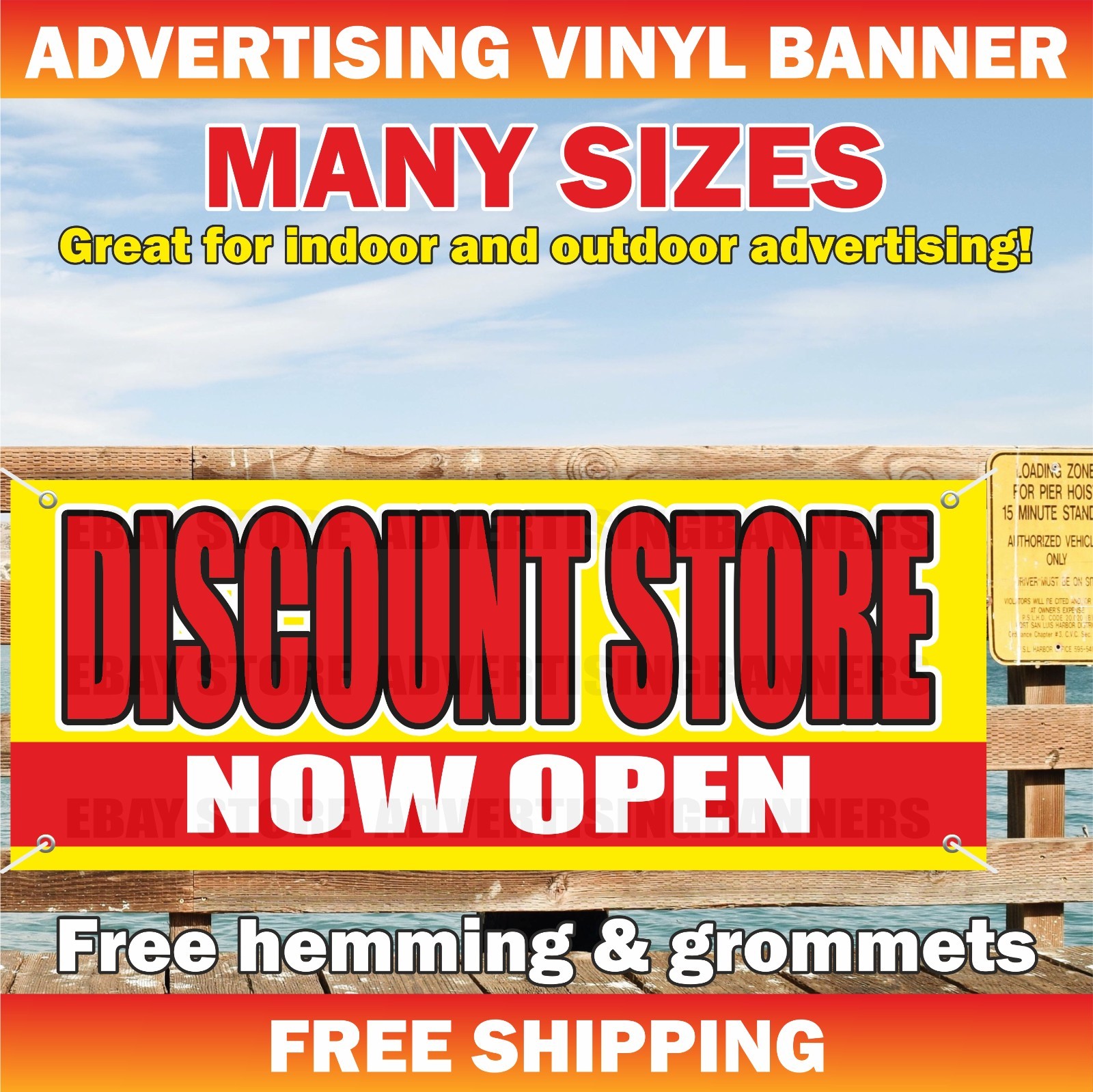 DISCOUNT STORE NOW OPEN Advertising Banner Vinyl Mesh Sign Clearance Sale Save
