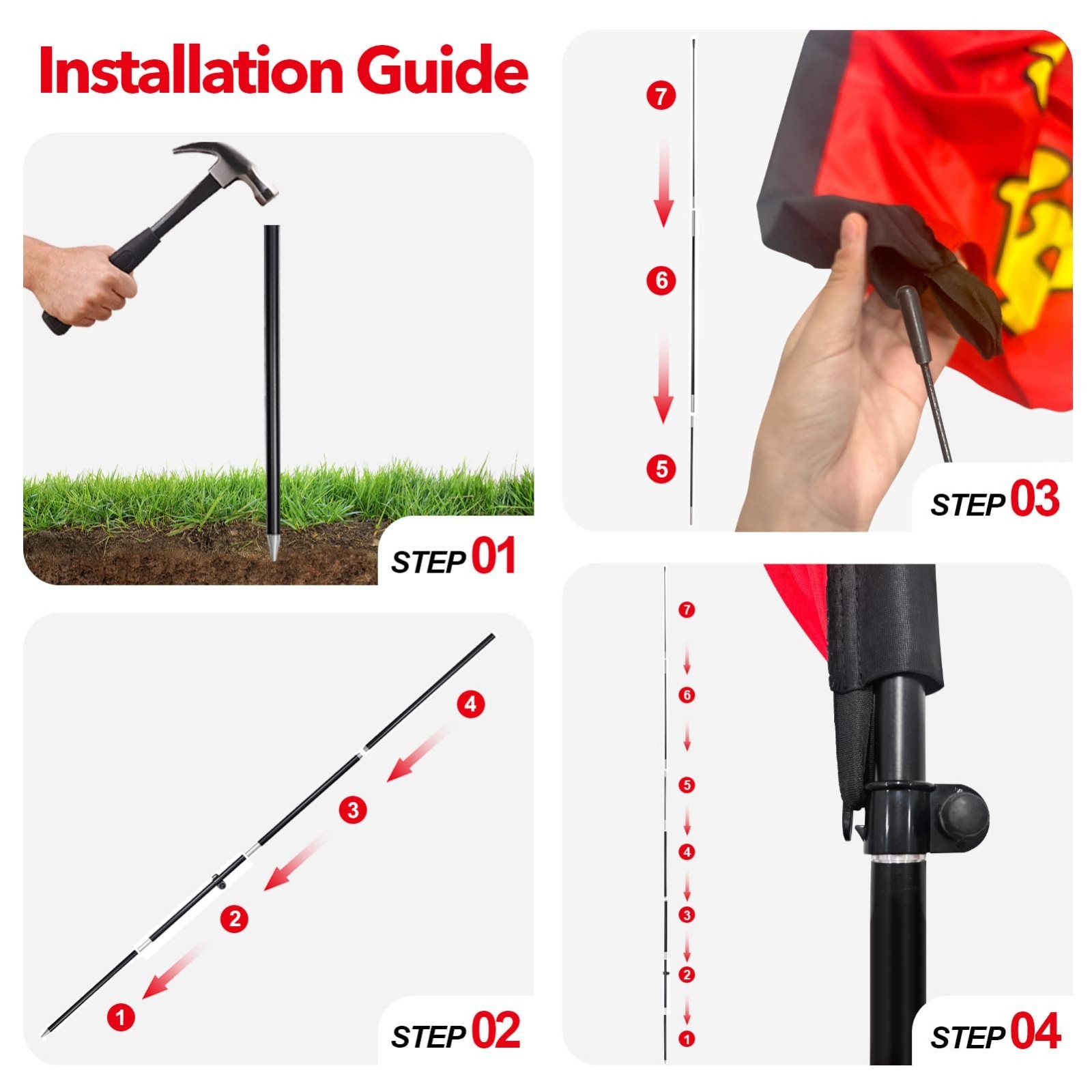 8 Ft Open House Swooper Flag with Pole Kit & Ground Stake – Vivid Feather Banner