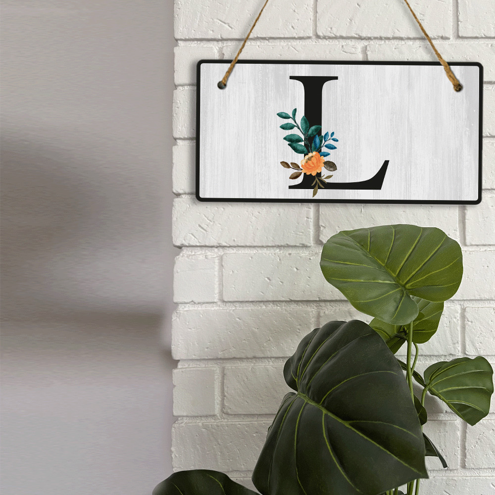 L Flower Decor 5×10 Hanging Wall or Door Sign | Alphabet Letter Room Decoration