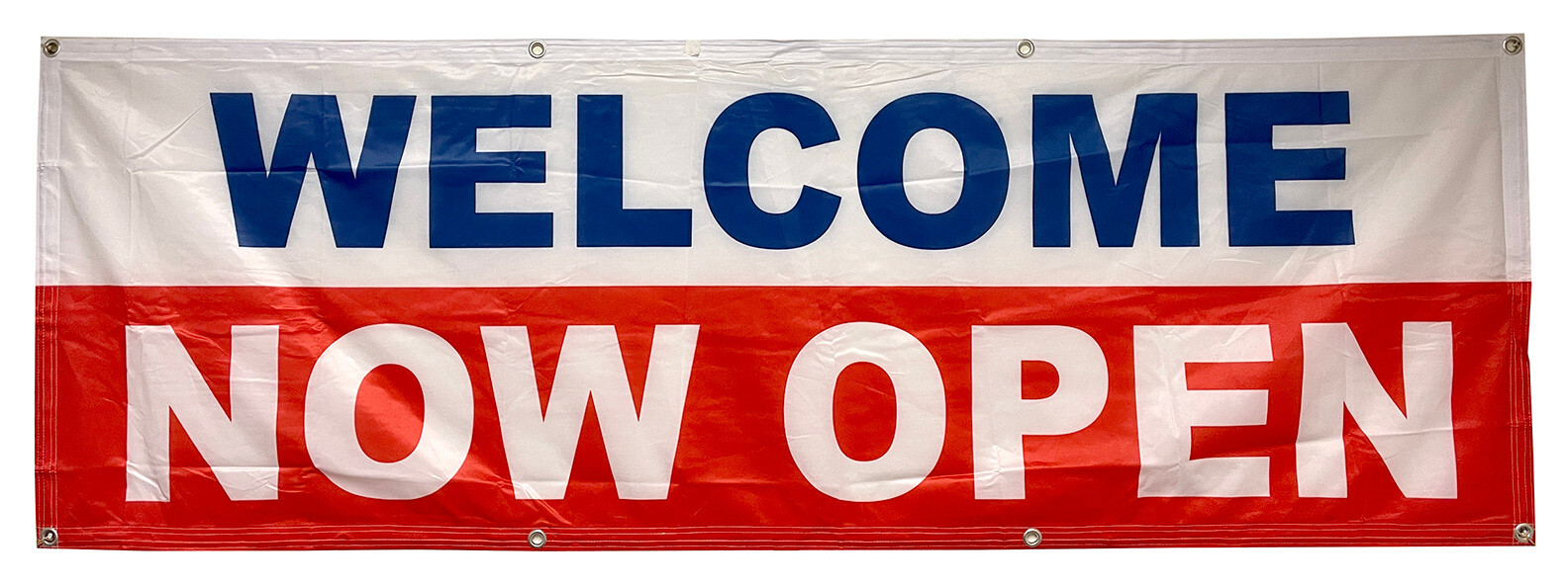 2×6 Feet WELCOME NOW OPEN Banner Sign Polyester Fabric wrb