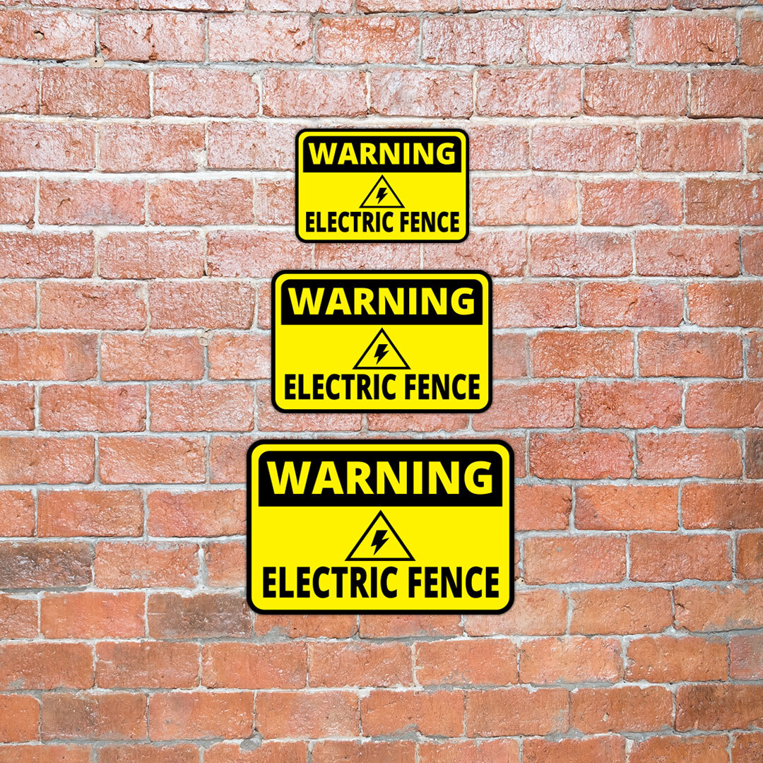 Classic Framed Plus Warning Electric Fence Wall or Door Sign | Health & Safety