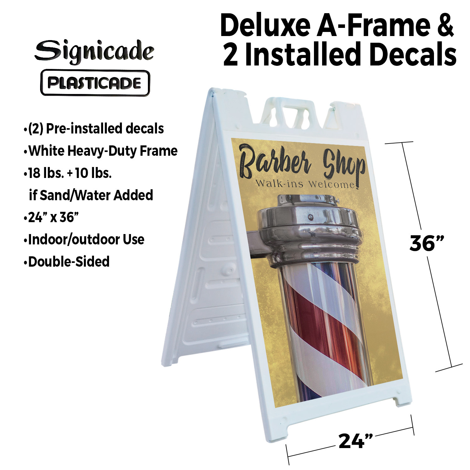 Barber Shop Walk Ins Welcome Heavy Duty A-Frame Sidewalk Sign Hair Services Open