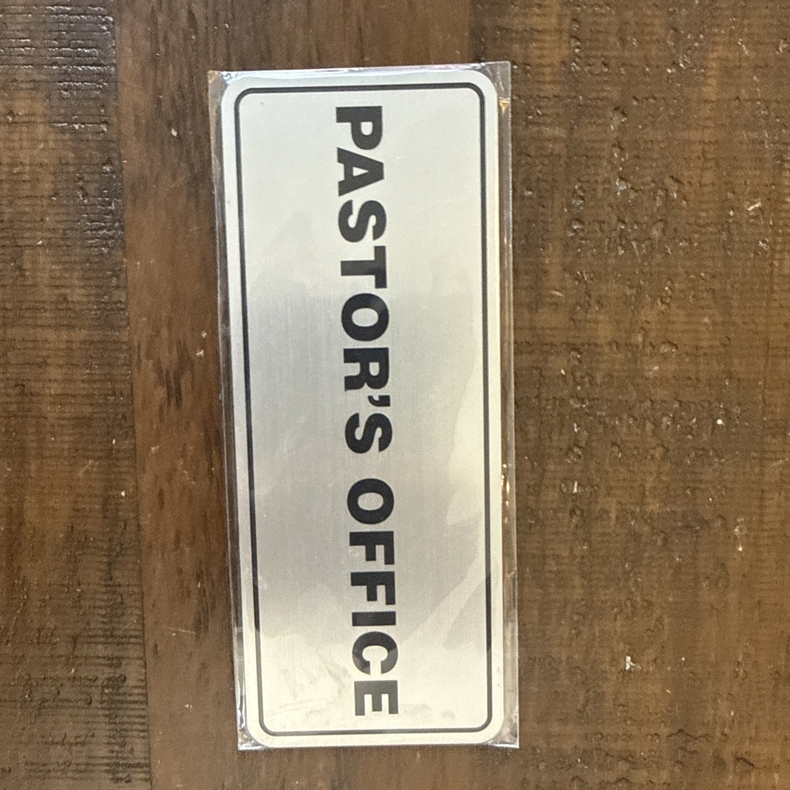 Standard Pastor&rsquo;s Office Sign Brushed Silver – Medium 2-3/4&Prime; X 7&Prime;