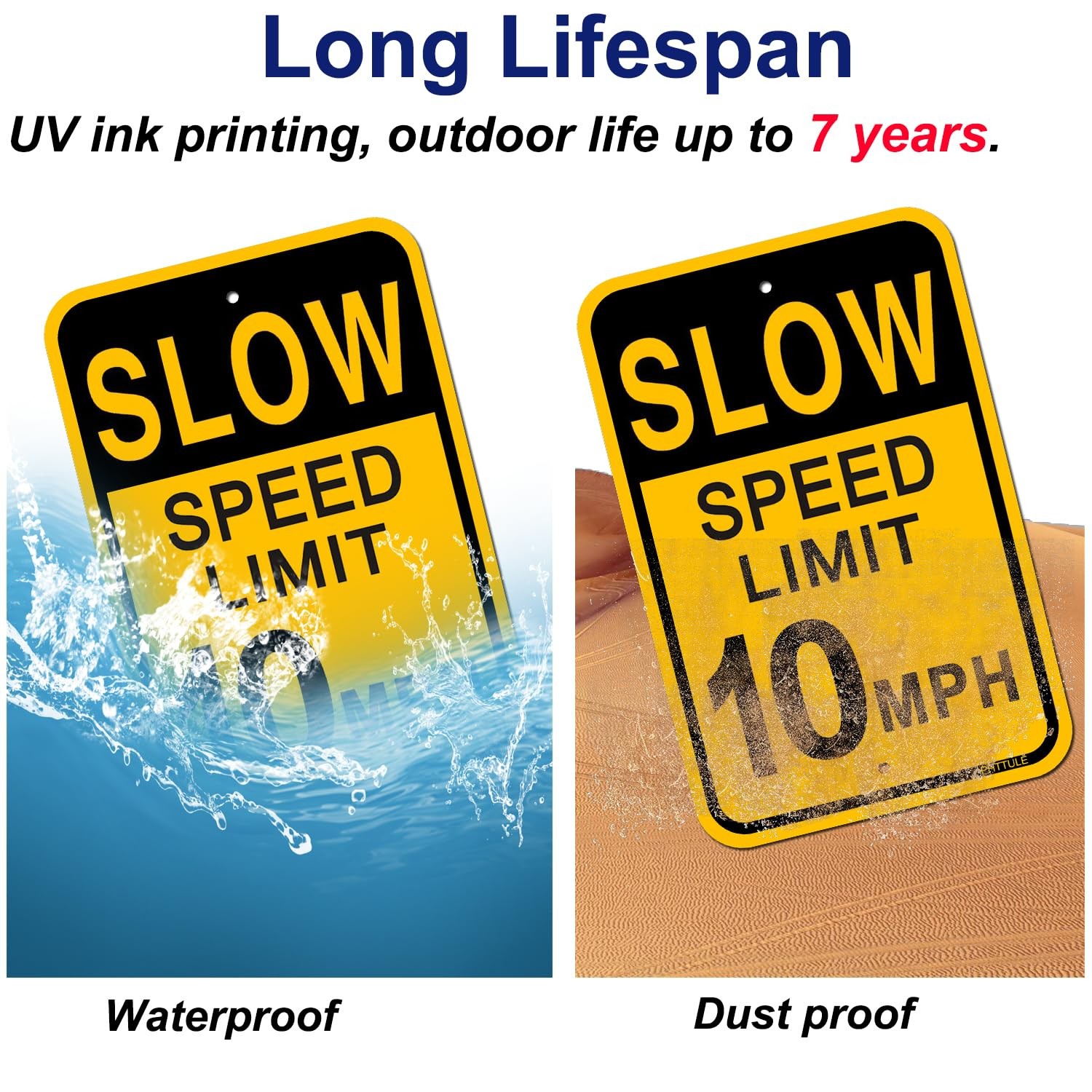 4 Pack Slow Down Speed Limit 10 MPH Sign 18×12 Inch Reflective Aluminum