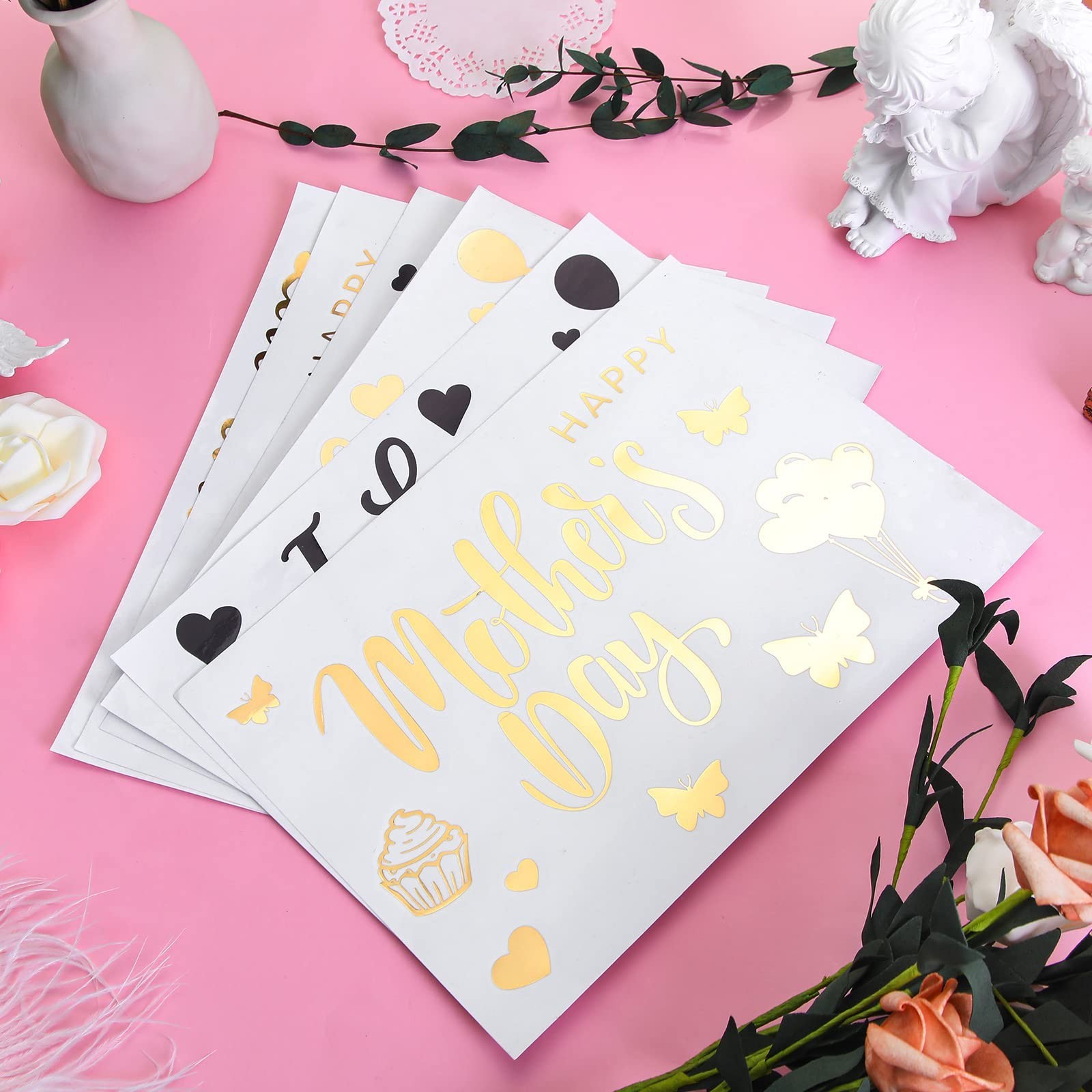 Estune 60 Sheets Happy Mother&rsquo;s Day Balloons Stickers Mother&rsquo;s Day Party Supp…