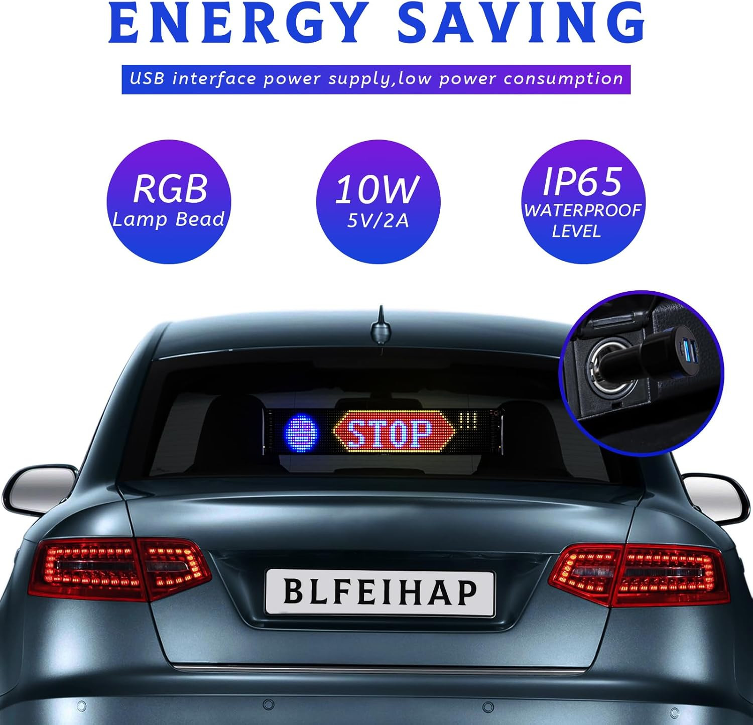 Bluetooth Programmable LED Car Window Sign – Custom Text & Animations 23&Prime;x5
