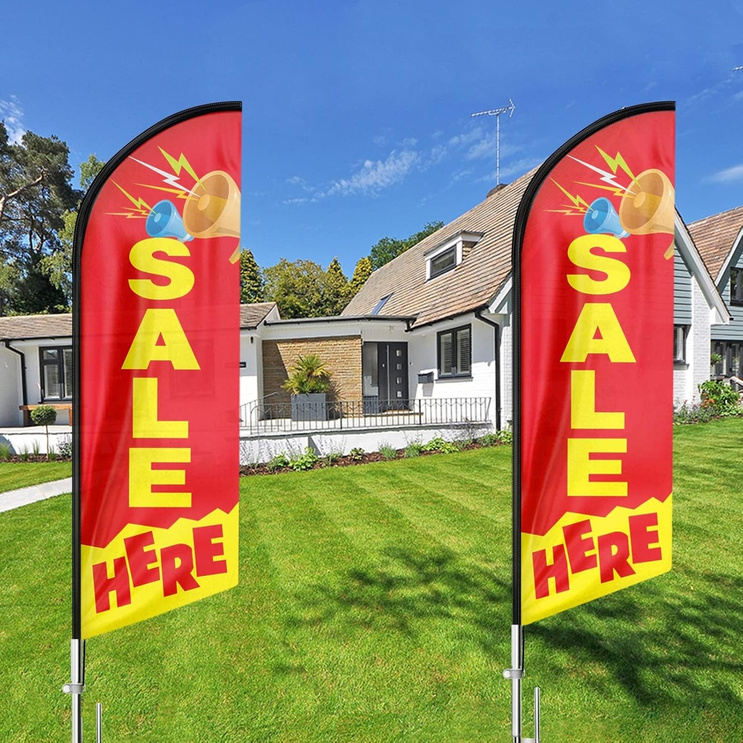Windless 11ft Sale Here Feather Flag with Flagpole – Attract Customers Instantly