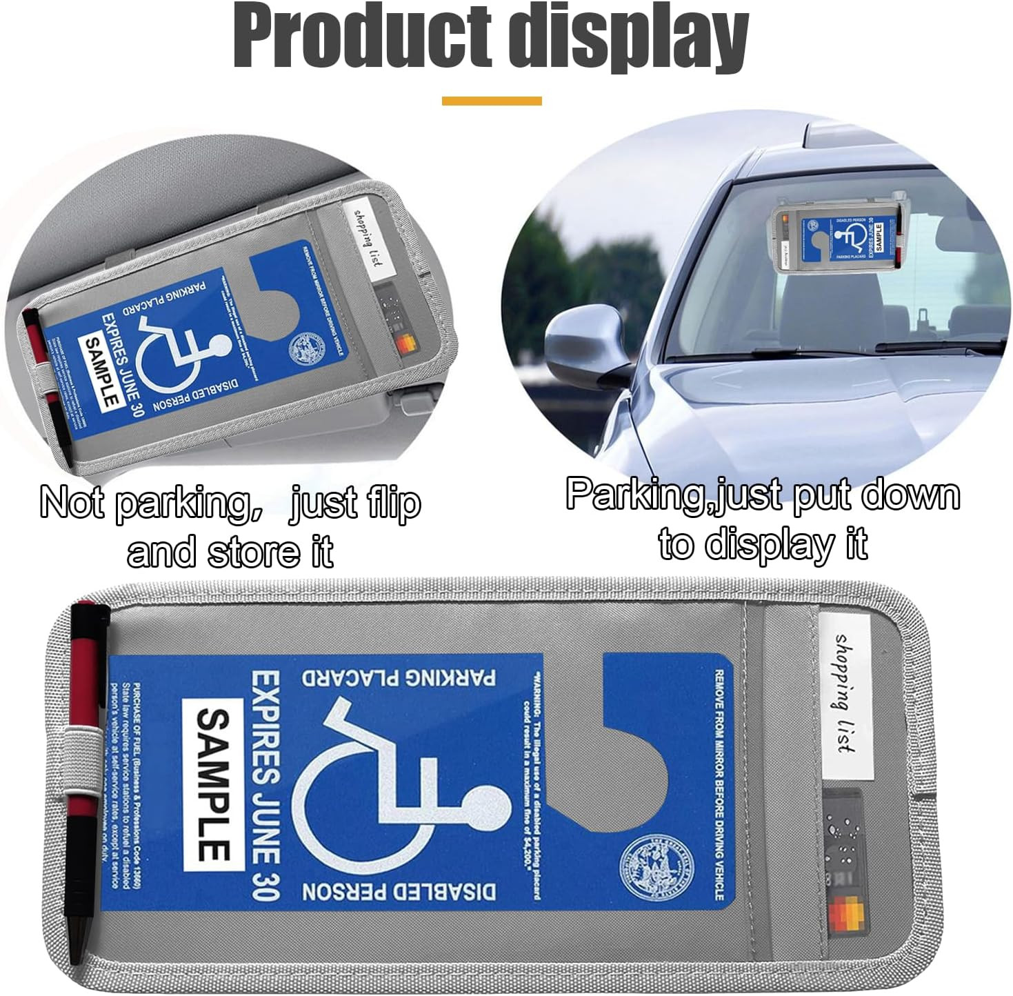 Handicap Placard Holder for Car, Universal Transparent Disabled Parking Permit S