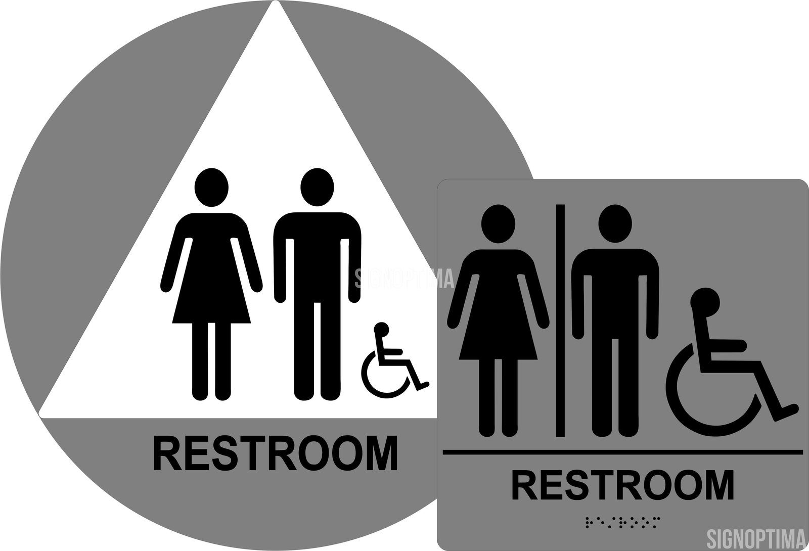 ADA Compliant Unisex Accessible Restroom Sign Bundle, Braille Sign and Door Sign