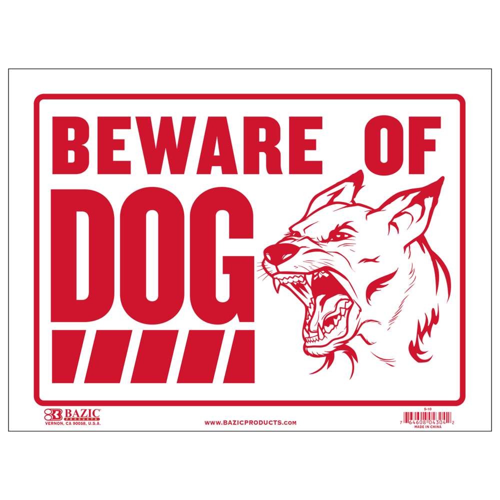 BAZIC 9&Prime; X 12&Prime; Beware of Dog Sign, pack of 24