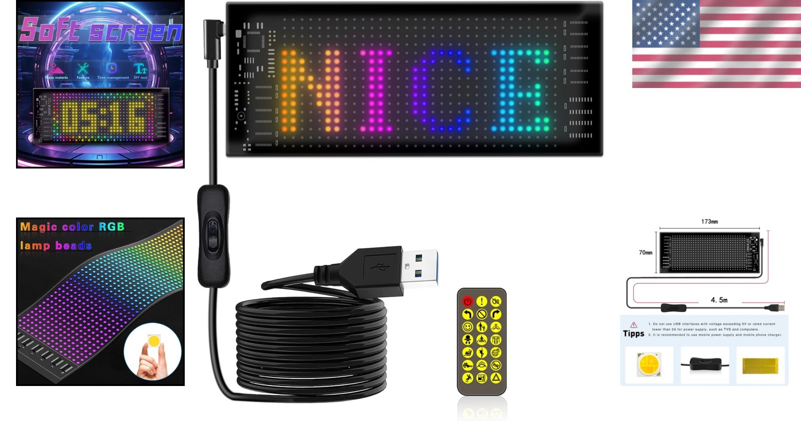 Lightweight 7 »x3 » Programmable LED Sign – Vibrant Advertising for All Scenes