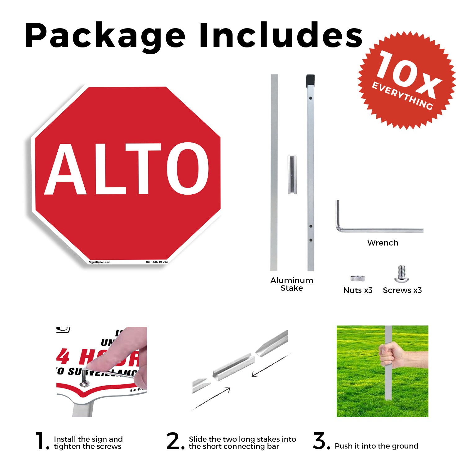 Alto Octagon Sign With Stake Weather Resistant UV Protected for Workplace