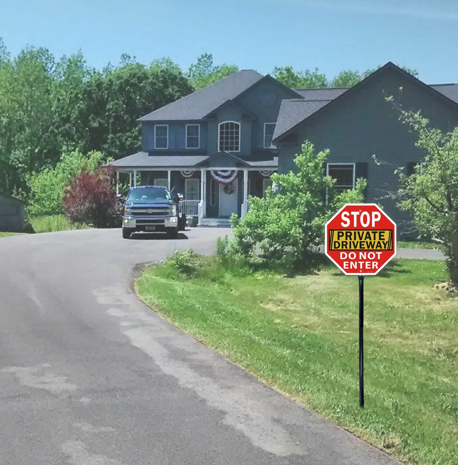 2 PCS Stop Sign Private Driveway Do Not Enter Stake 12×12 Inch Reflective