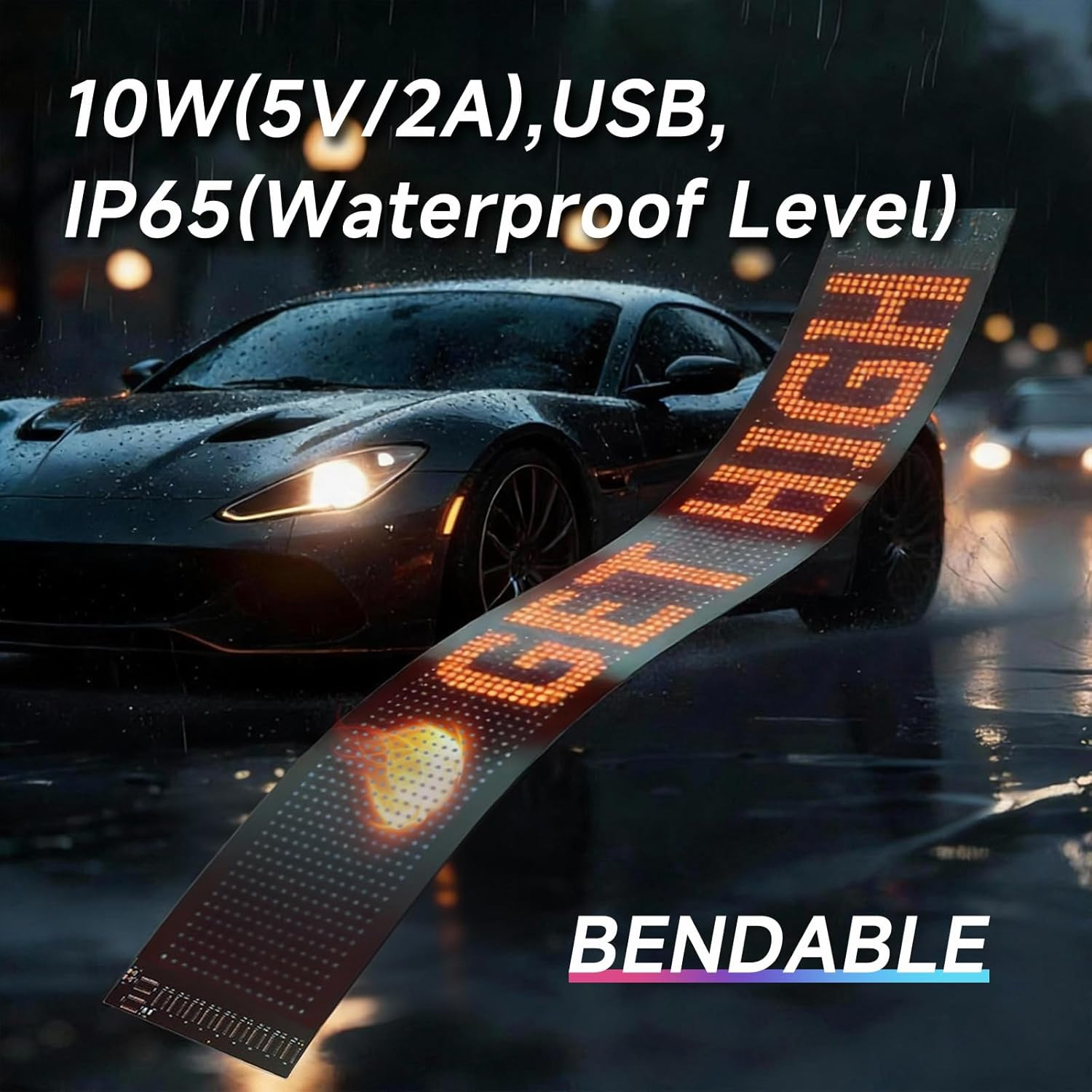 Programmable LED Car Sign, 7 »X3 » Flexible LED Matrix Panel, Bluetooth APP Cont