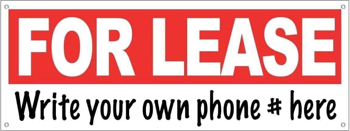 18×48 FOR LEASE Vinyl Banner Sign with Grommets wrb