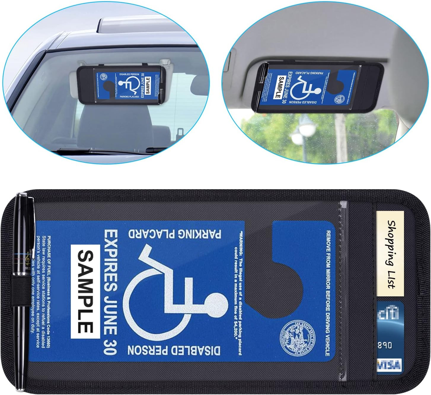 Handicap Placard Holder for Auto, Wisdompro Disabled Parking Permit Sign Protect
