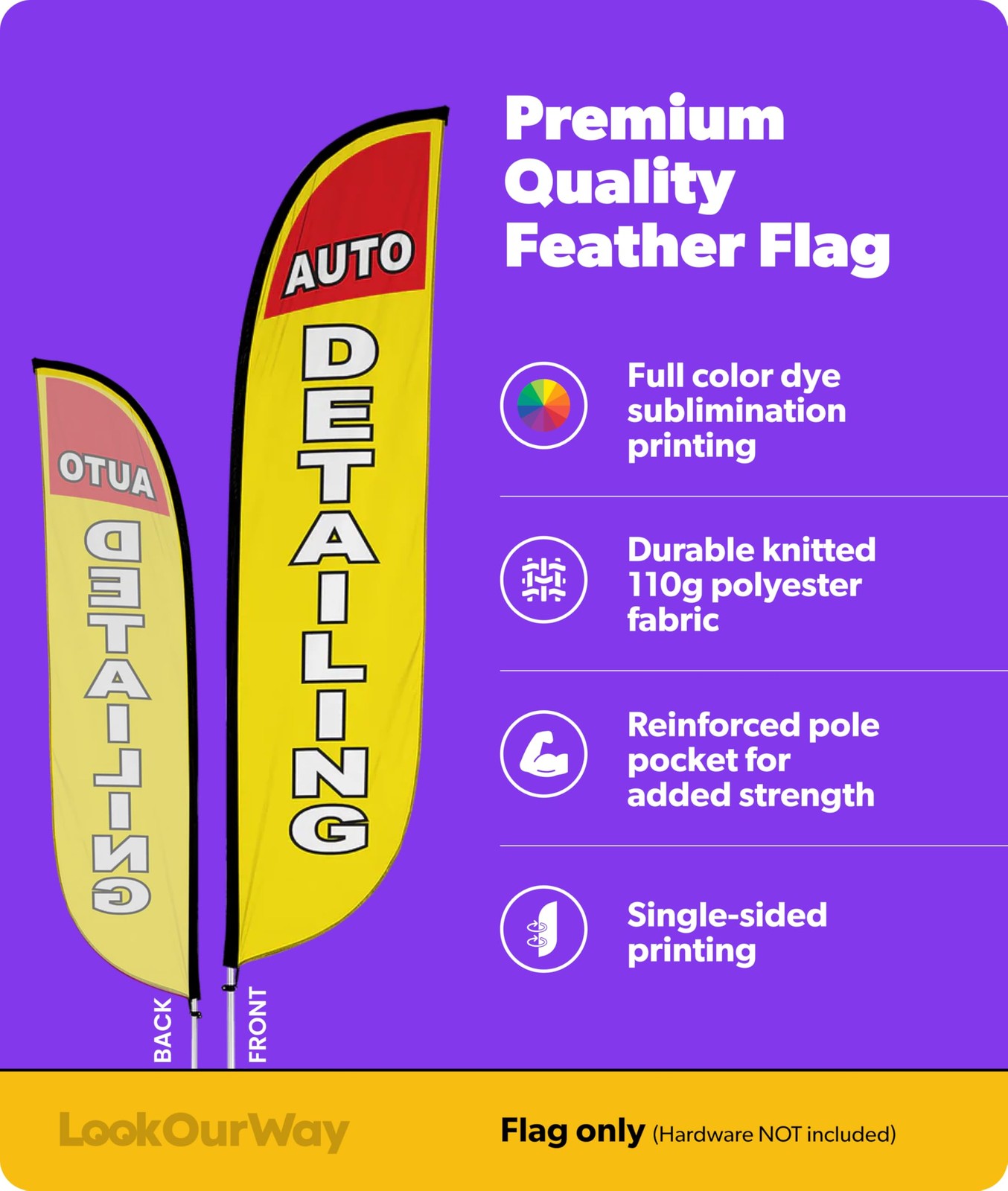 Lookourway Feather Flag Banner – 12 Feet Tall Advertising Flags For Outdoor