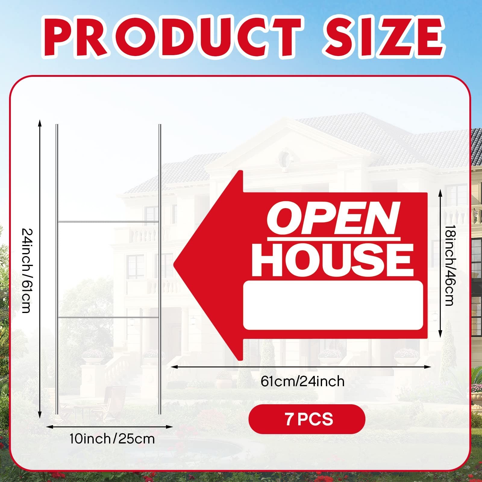 Juexica 7 Pcs Open House Signs for Real Estate 18 x 24 Inches Arrow Shape Dir…