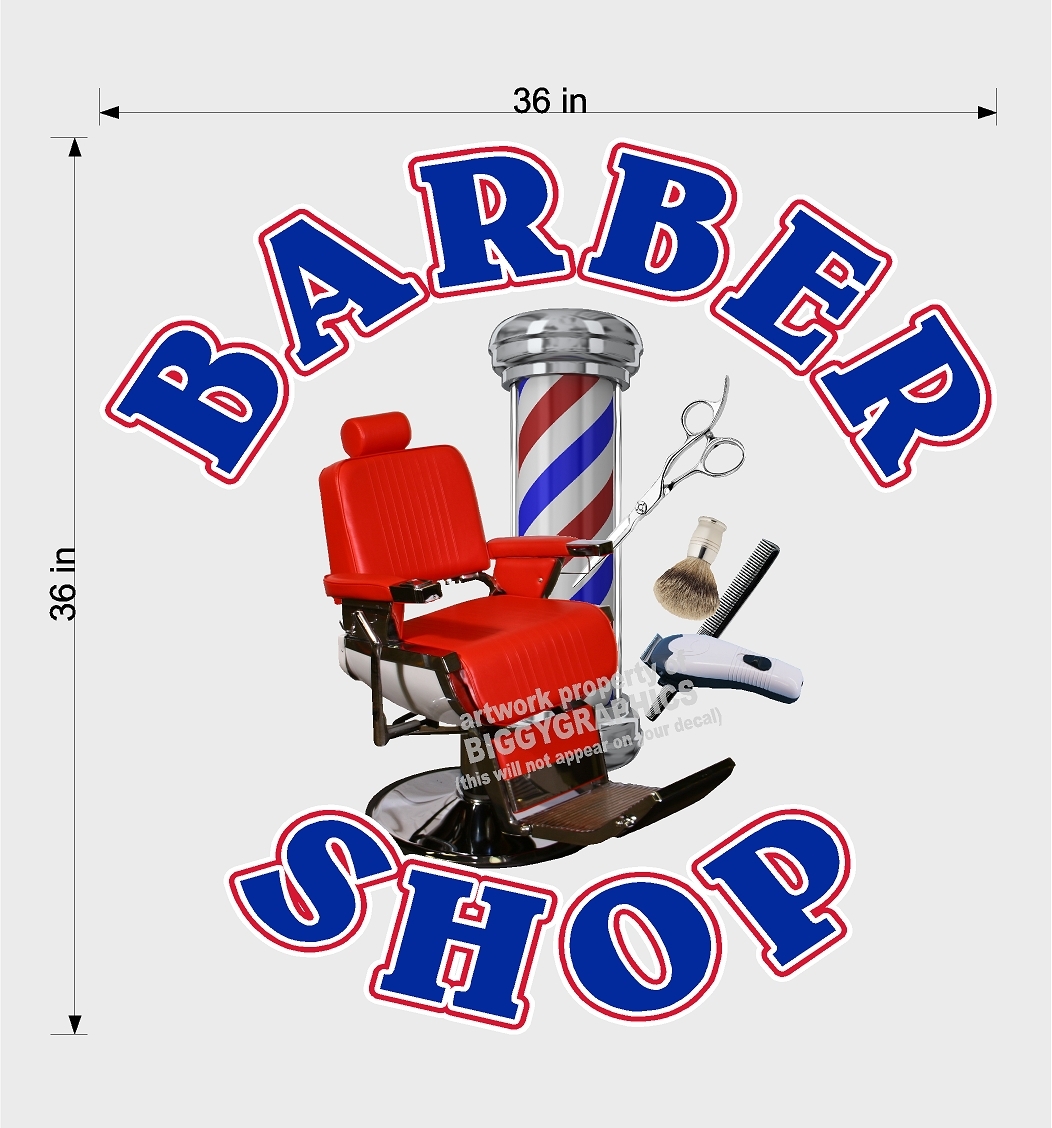 36&Prime; X 36&Prime; VINYL DECAL FOR BARBER SHOP HAIR DRESSER WALL OR WINDOW NEW!