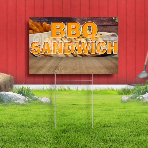 BBQ Sandwich Coroplast Sign Plastic Indoor Outdoor Yard Sign