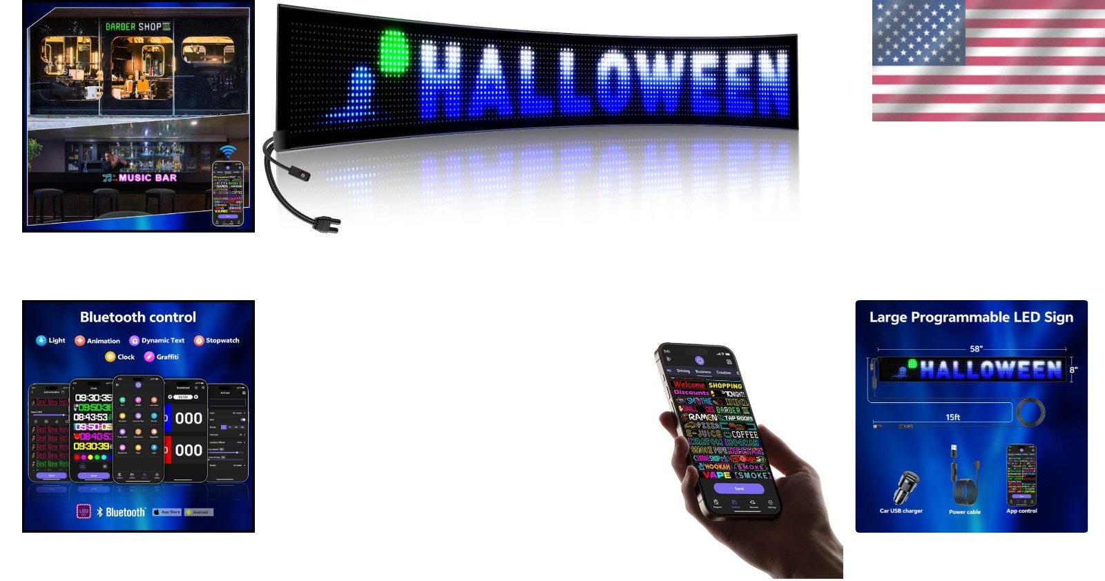 Portable 58&Prime;x8&Prime; Bluetooth LED Sign – Perfect for Promotions and Festivals