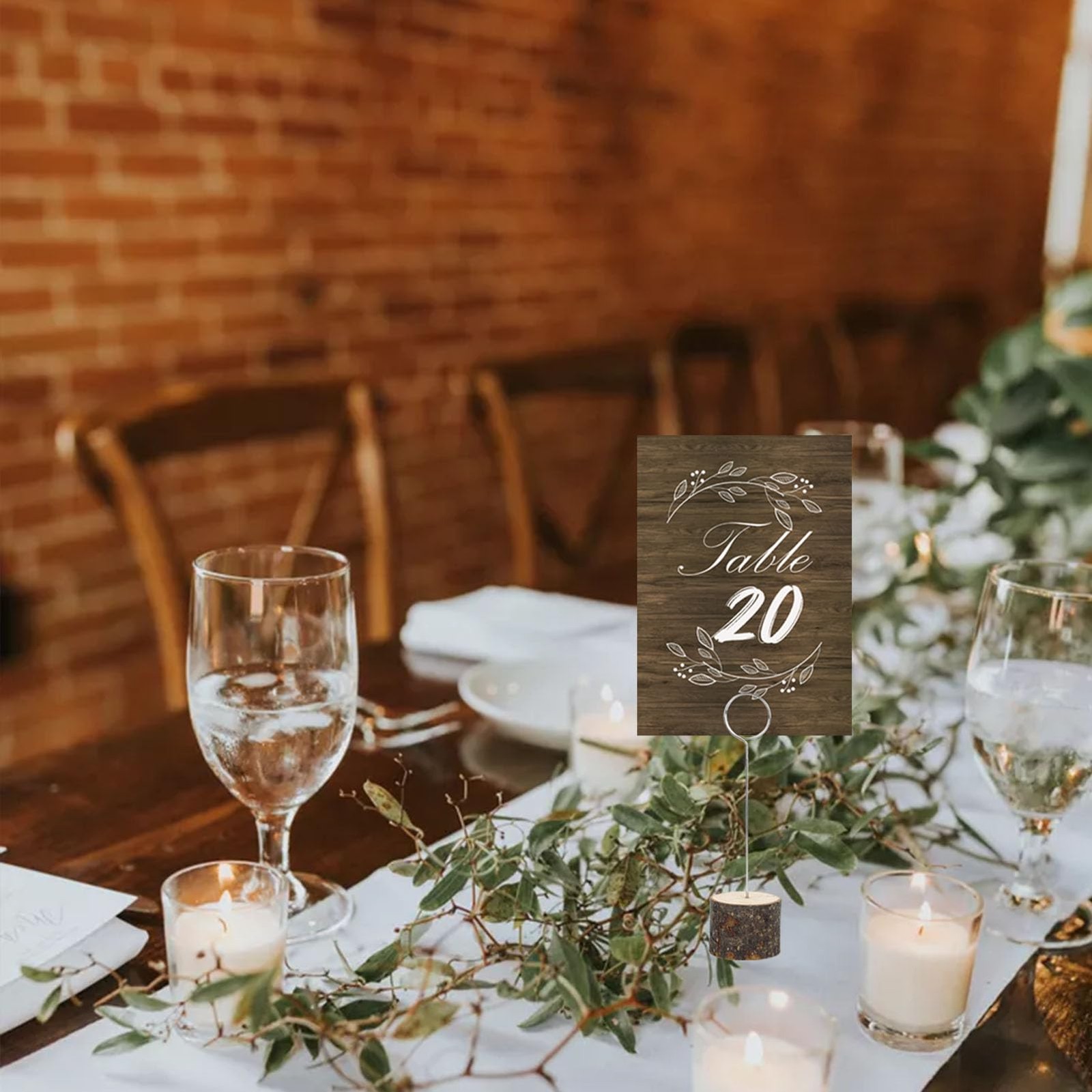 26 PCS Rustic Wooden Double Sided Table Number Cards 125 Holders 5×7 Inch