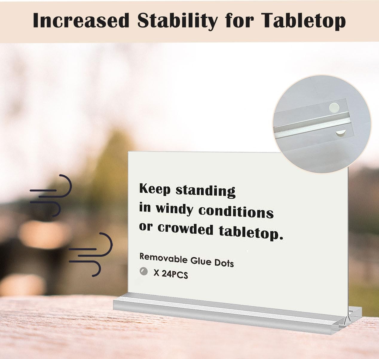 AbriStadt Acrylic Sign Holder 5×7 Inches, 6 Pack, Clear Table Transparent