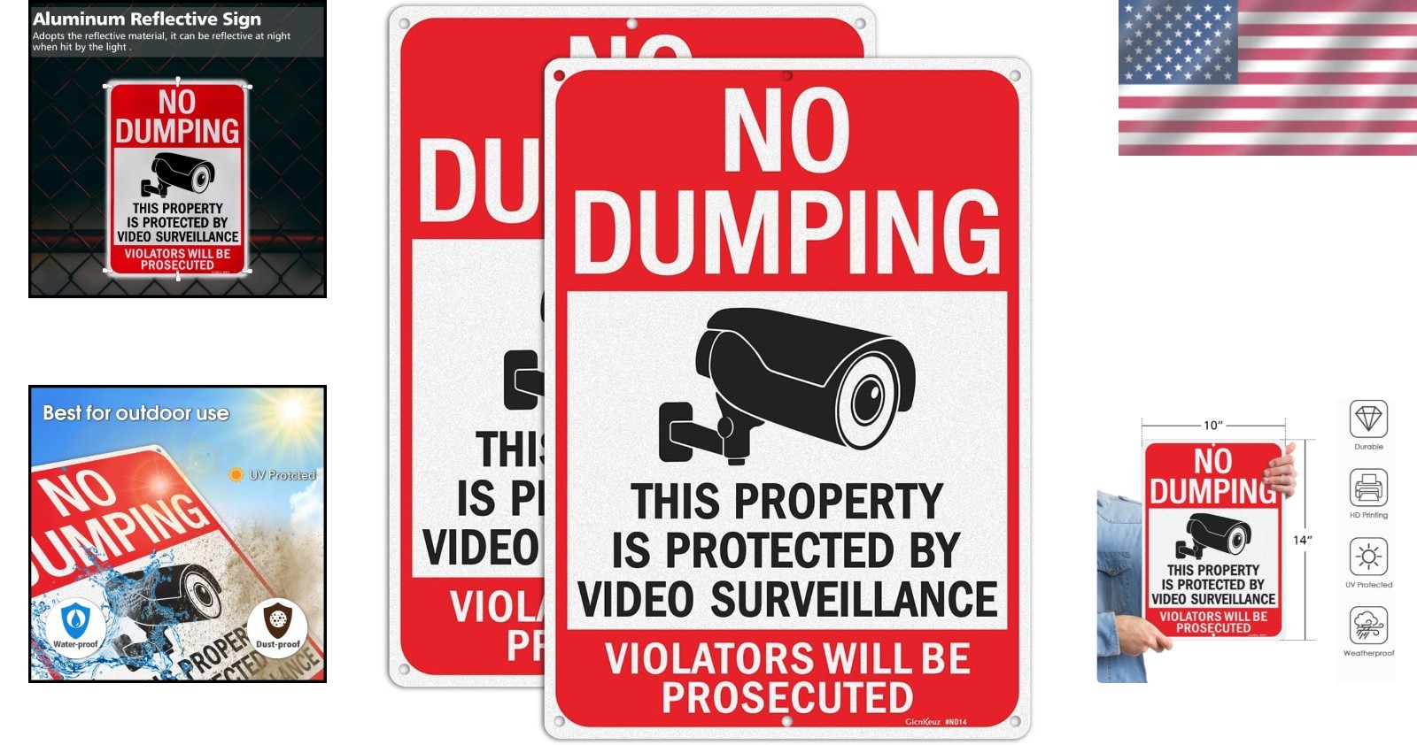 Reflective Aluminum Surveillance Signs