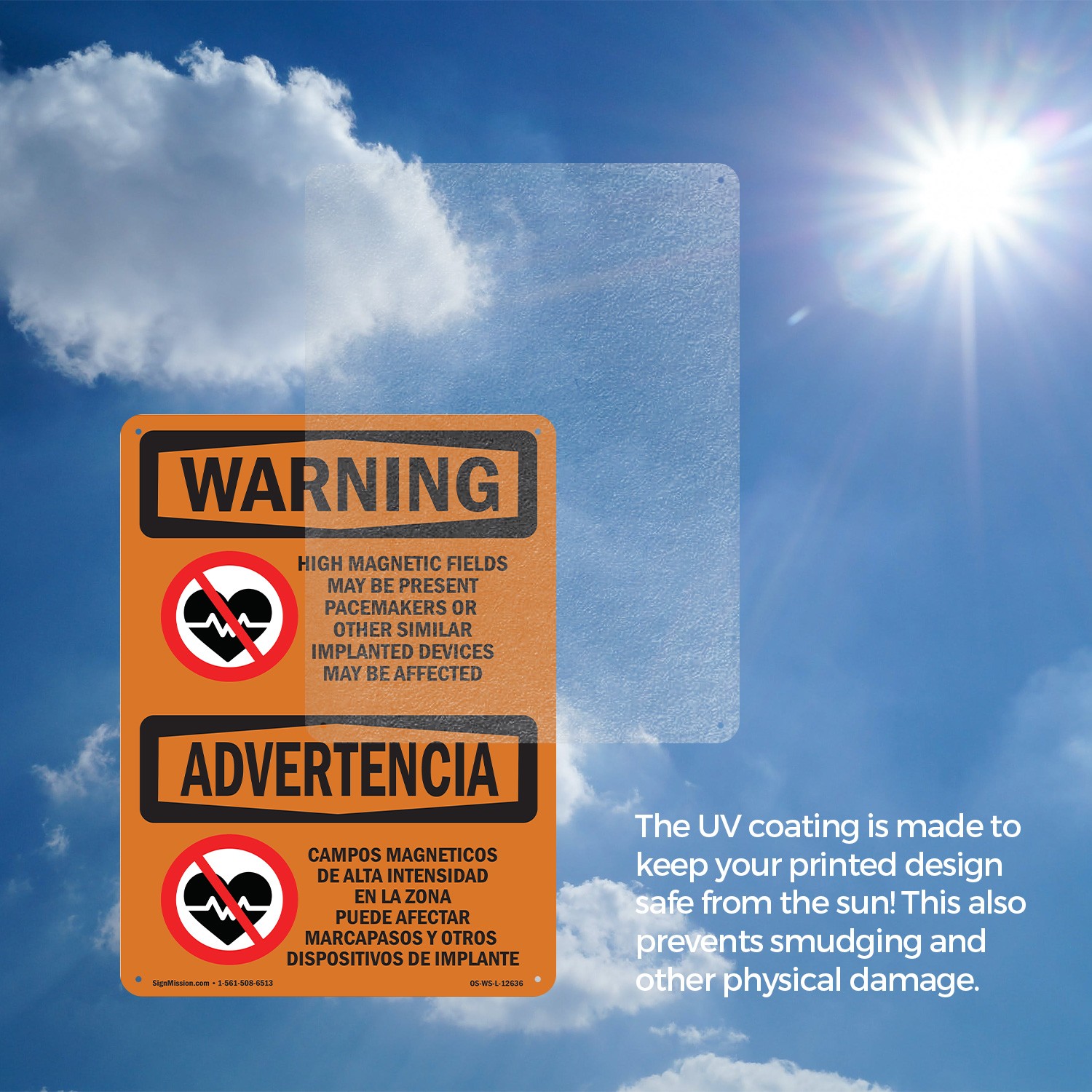 High Magnetic Fields Pacemakers Bilingual OSHA WARNING Sign, Decal 5 or 10 Pack
