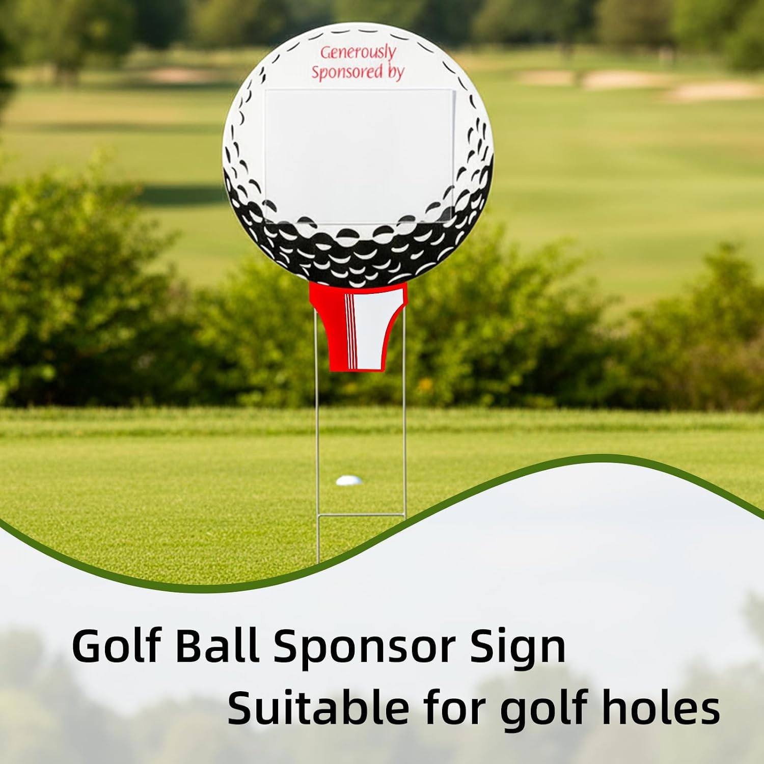 10 pack – Golf Ball Sponsor Sign Includes Stakes and Clear Plastic Sleeve