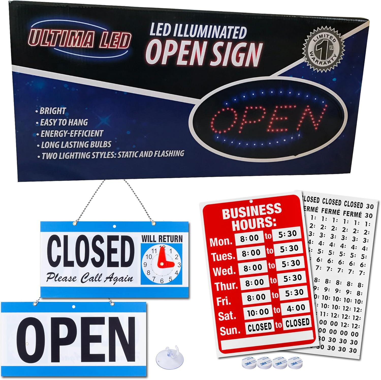 Neon Open Sign for Business: Oval LED Sign with Flashing Mode for Stores