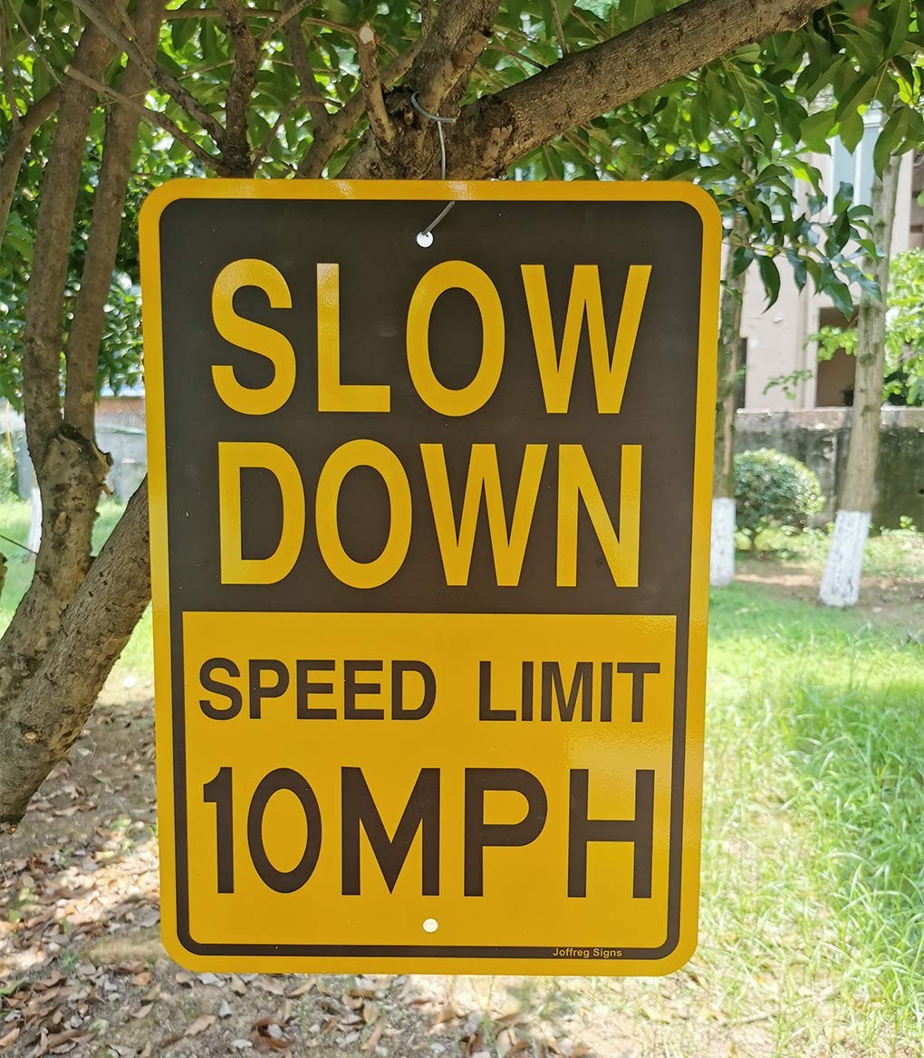 2 PCS Slow Down Speed Limit 10 MPH Sign Reflective Aluminum 17×12 Inch