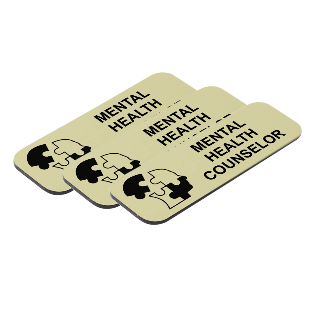 Mental Health Counselor 1&Prime; x 3&Prime; Name Tag/Badge, (3 Pack)