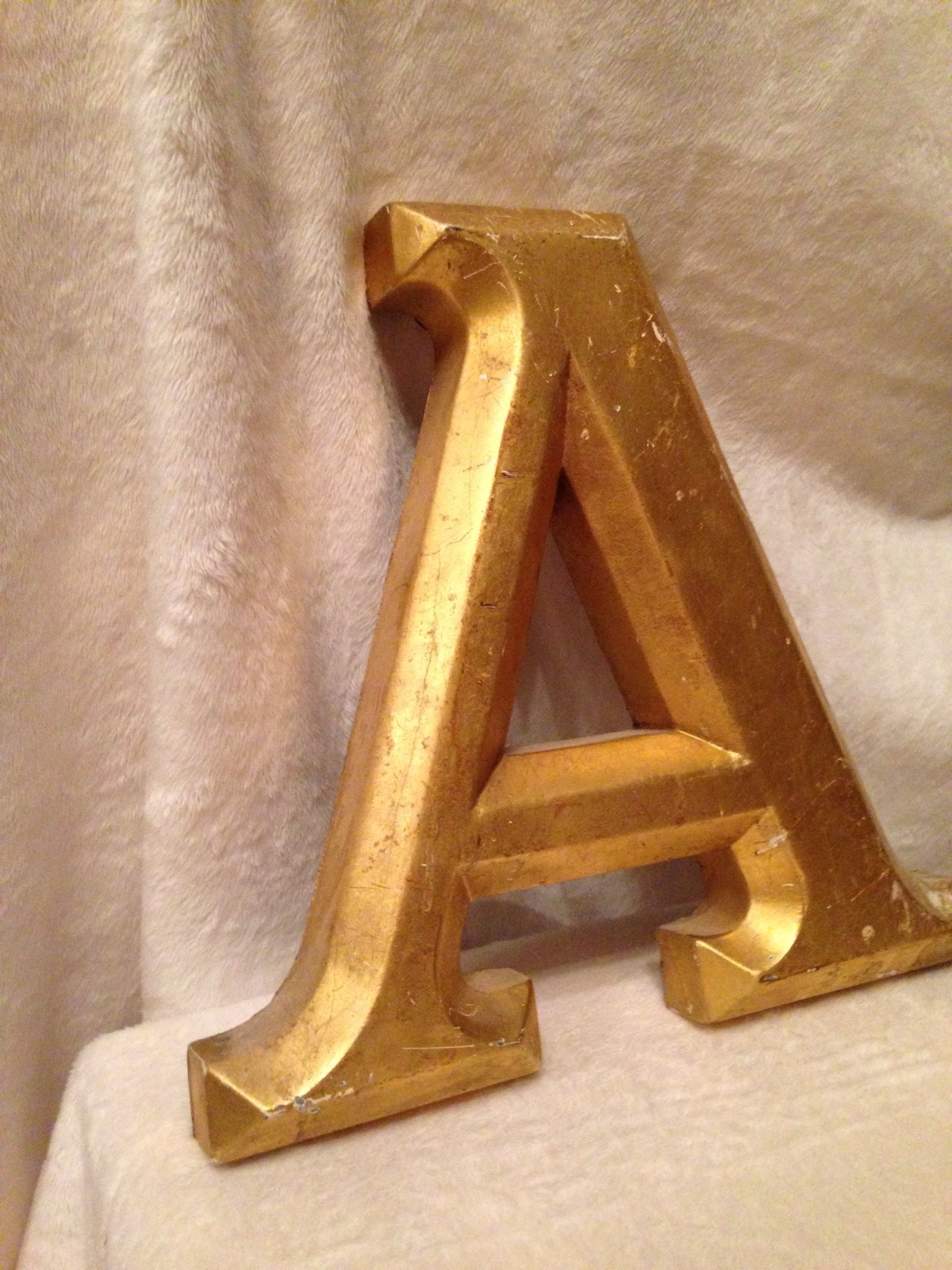 Vintage ENGLISH Shop Sign Letter A In Gold leaf – ADVERTISING 12&Prime; Tall