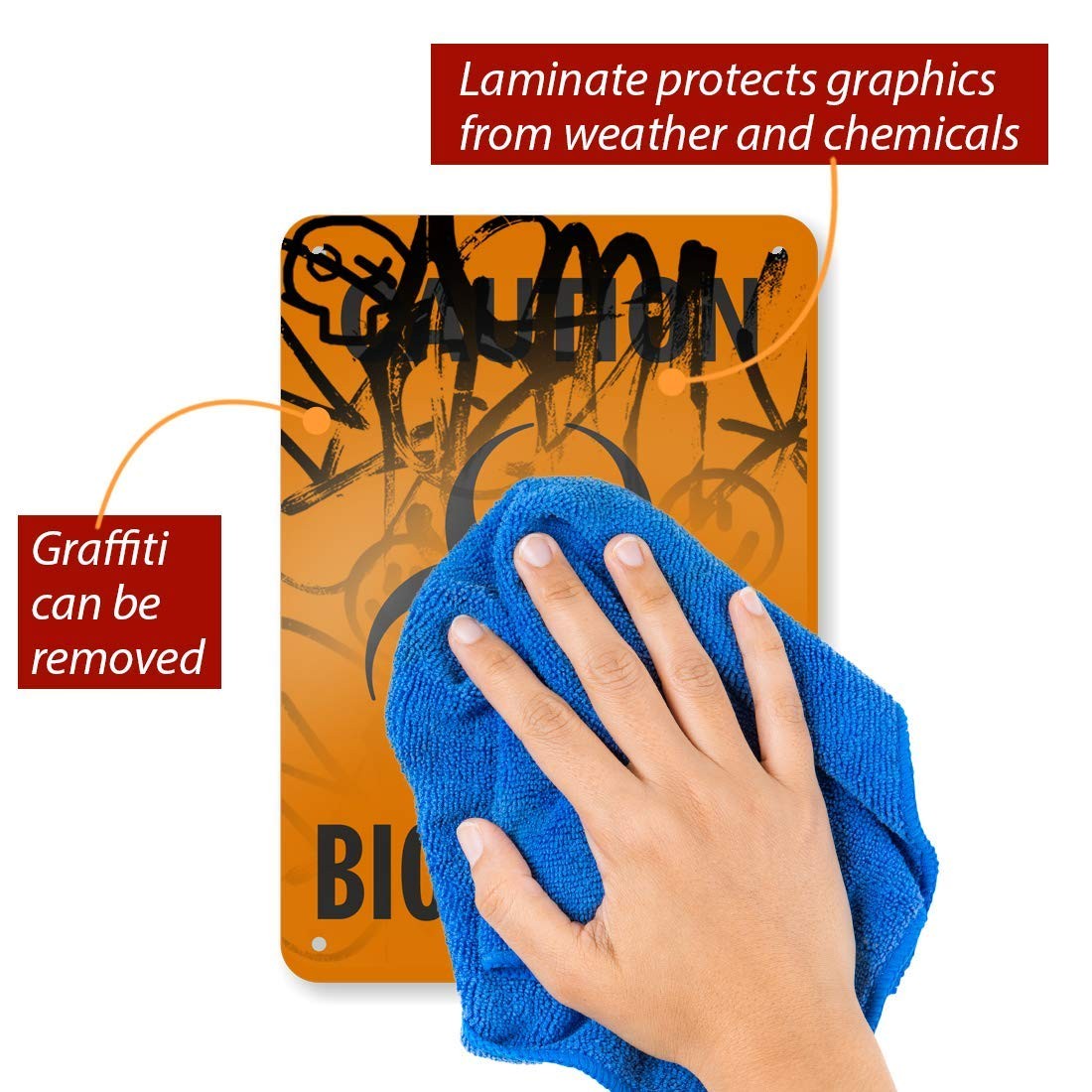 7×10&Prime; Aluminum « Caution – Biohazard » Sign for Laboratory Medical Facility
