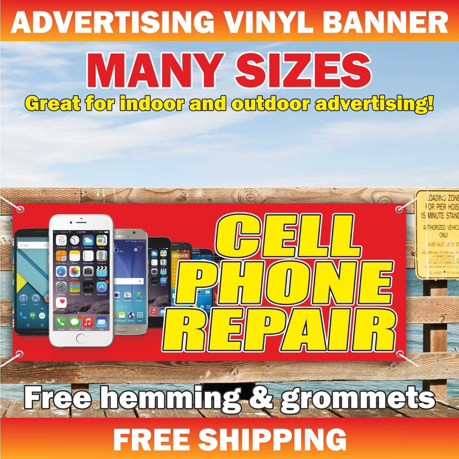 CELL PHONE REPAIR Advertising Banner Vinyl Mesh Sign service fix laptop shop